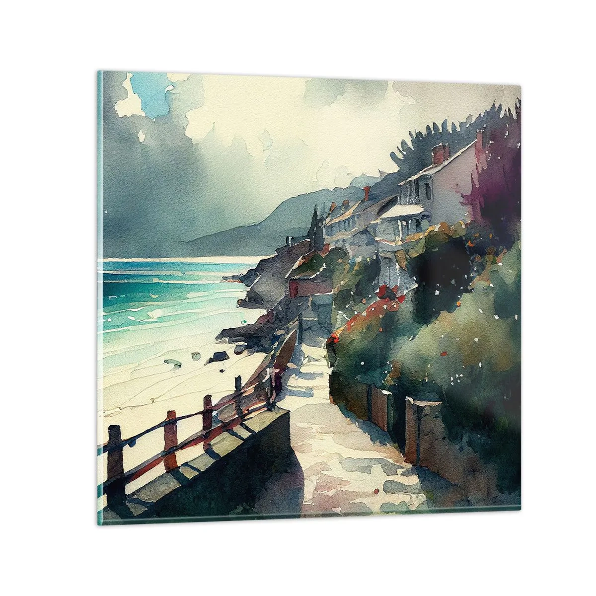 Impression sur verre - Image sur verre - Ville méditerranéenne - 40x40 cm