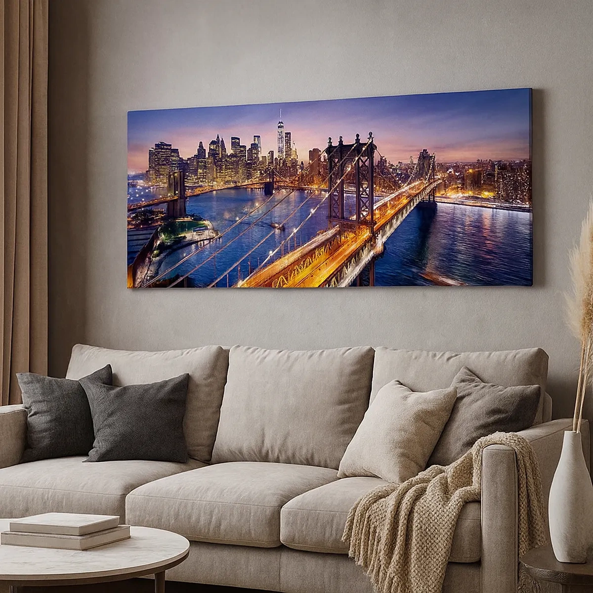 Impression sur toile - Image sur toile - Un pont lumineux au cœur de la ville - 30x30 cm