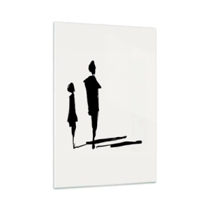 Impression sur verre - Image sur verre - Silhouettes de deux personnes en noir sur fond clair - 70x100cm - Êtes-vous sûr qu'ils sont ensemble ? - Décoration murale moderne pour le salon et la chambre ARTTOR