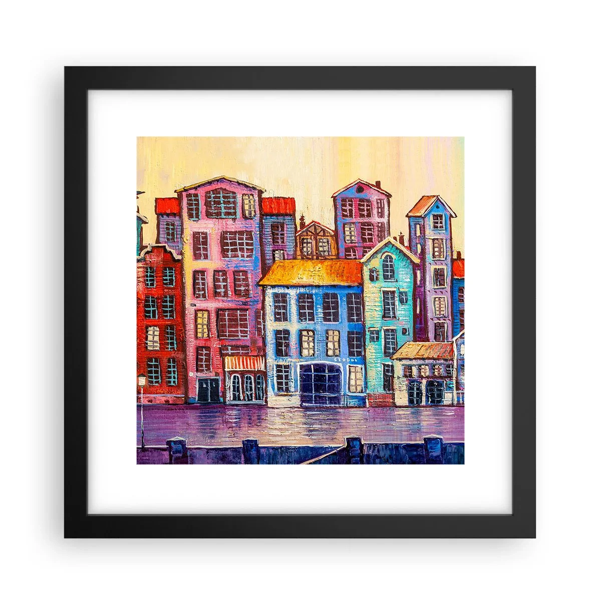 Affiche dans un cadre noir - Poster - Une ville comme dans un conte de fées - 30x30 cm