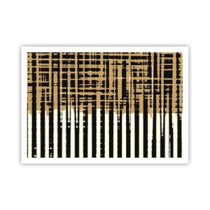 Affiche - Poster - Lignes abstraites en noir, beige et blanc - 100x70cm - Abstraction architecturale - Décoration murale moderne pour le salon et la chambre ARTTOR