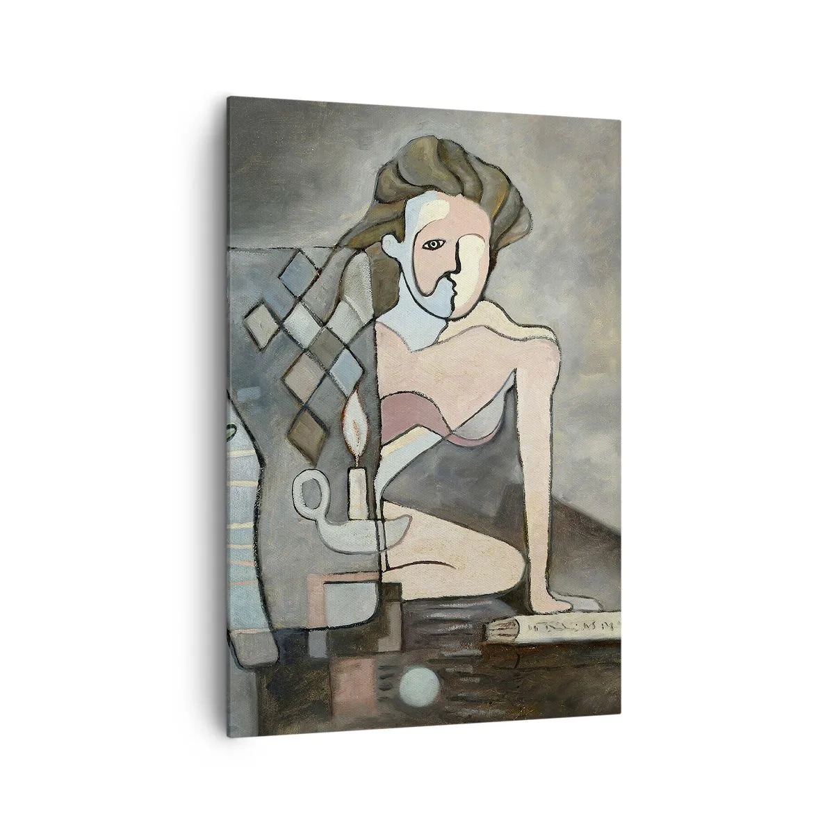 Impression sur toile - Image sur toile - Figures abstraites dans une composition symbolique avec une signification profonde - 70x100cm - Mosaïque d'esprit et de matière - Décoration murale moderne pour le salon et la chambre ARTTOR