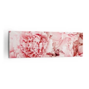Impression sur toile - Image sur toile - Pivoines roses subtiles dans un décor délicat - 160x50cm - Rêve rose - Décoration murale moderne pour le salon et la chambre ARTTOR