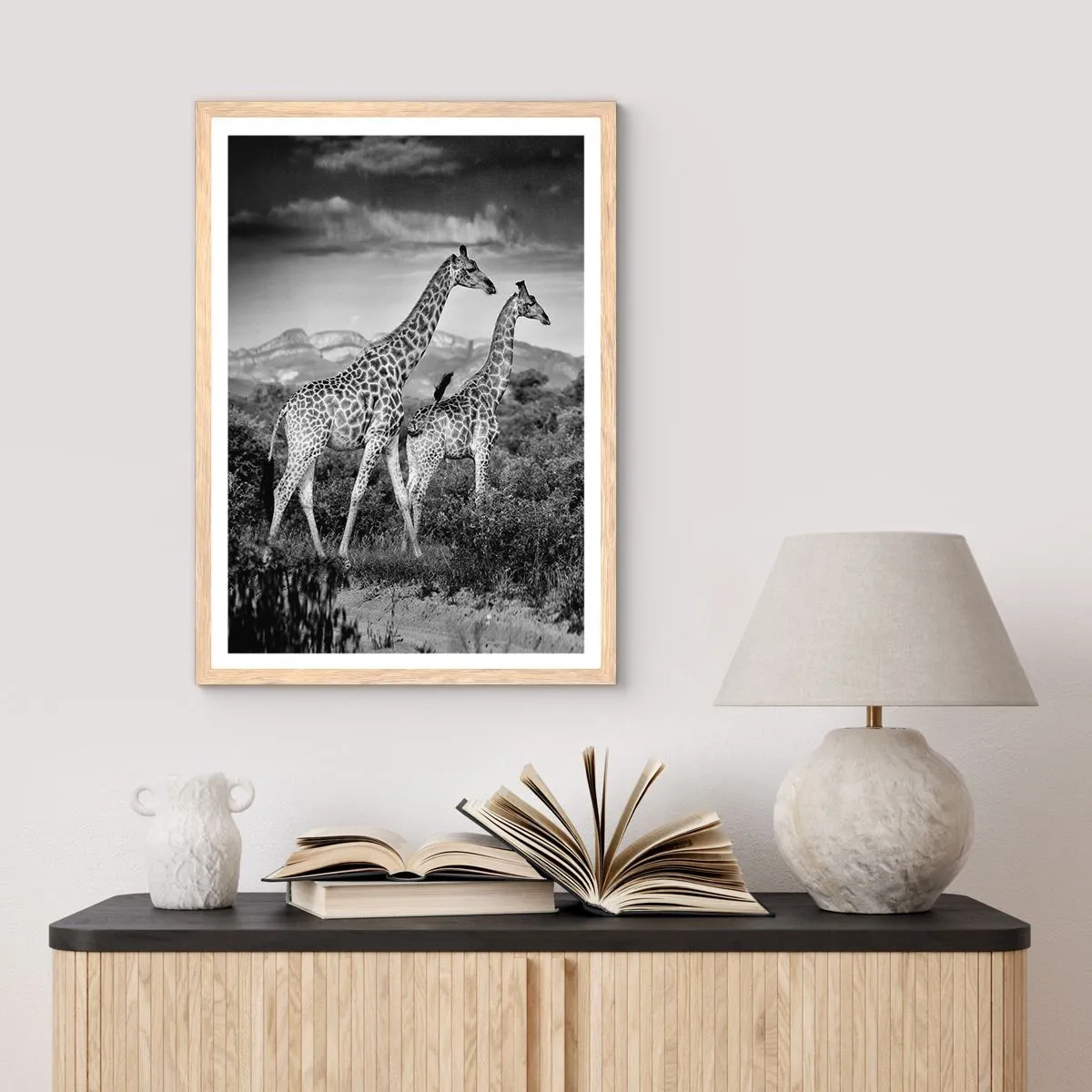 Affiche dans un chêne clair - Poster - Hautes sphères en Afrique - 50x70 cm