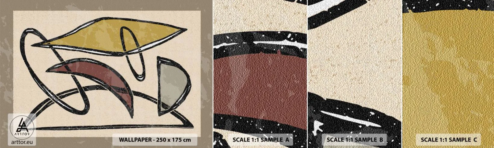 Échantillon de Papier Peint Autocollant Deluxe Sticker - Verticales et horizontales - Moderne, Abstraction, Morceau - 100x30 cm