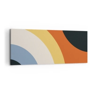 Impression sur toile - Image sur toile - Œuvre d'art abstraite avec des arcs colorés et des cercles contrastés - 120x50cm - Vers son soi - Décoration murale moderne pour le salon et la chambre ARTTOR