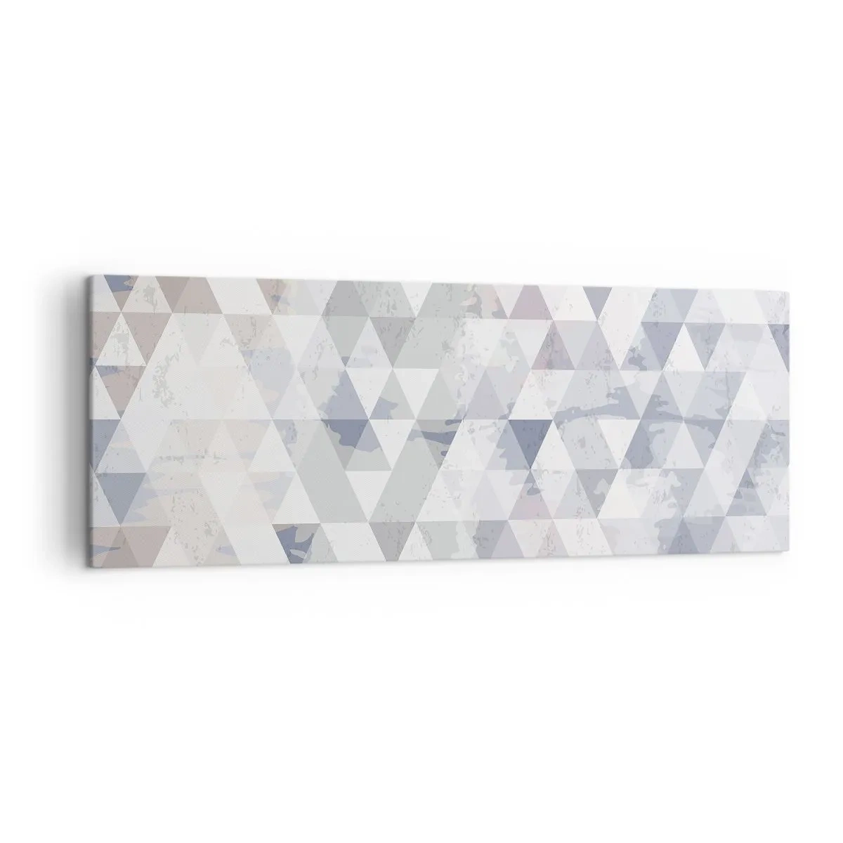 Impression sur toile - Image sur toile - Motif géométrique triangulaire dans des tons pastel - 140x50cm - En rythme de trois - Décoration murale moderne pour le salon et la chambre ARTTOR