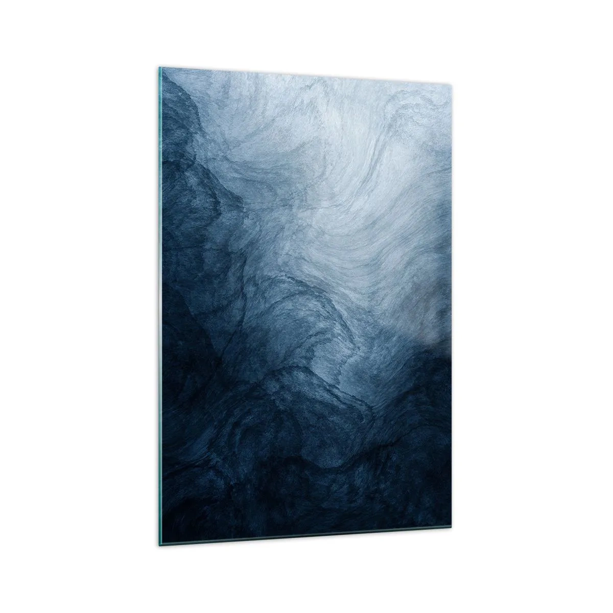 Impression sur verre - Image sur verre - Une composition abstraite dans les tons de bleu et bleu marine. - 70x100cm - Atteindre en profondeur - Décoration murale moderne pour le salon et la chambre ARTTOR