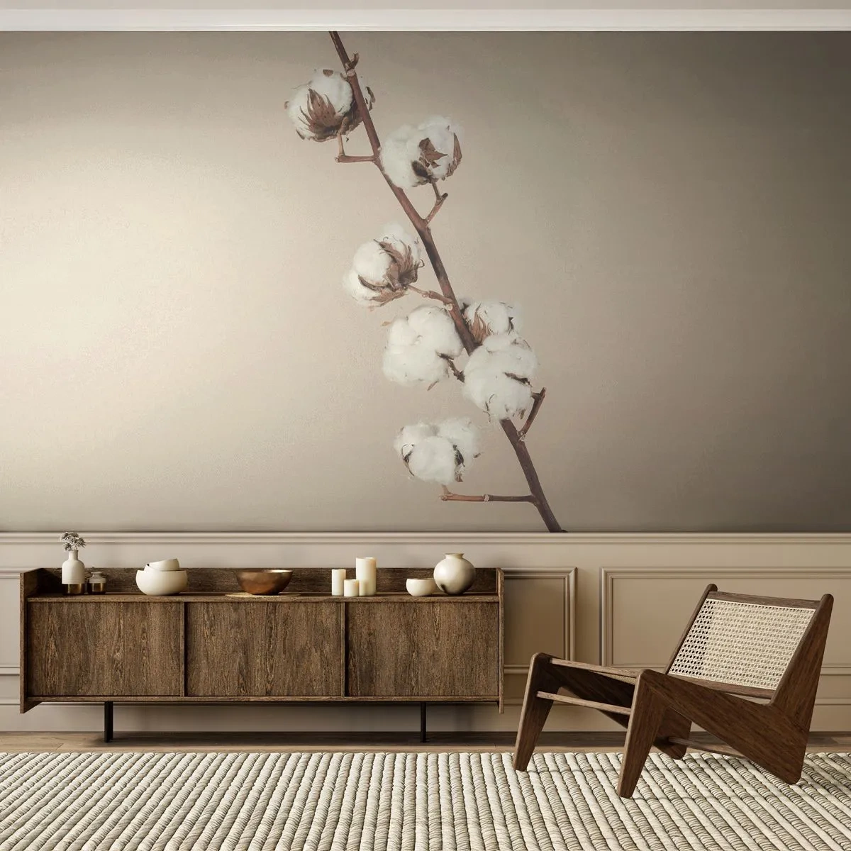 Papier Peint Photo Standard Eco - A la source de la douceur - Fleur de coton, Nature, Coton - 300x210 cm