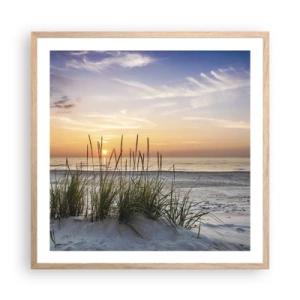 Affiche dans un chêne clair - Poster - Regarde, pense, ressent - 60x60 cm