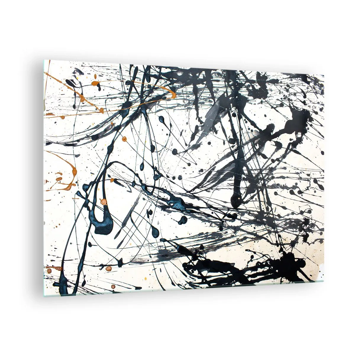 Impression sur verre - Image sur verre - Taches et lignes abstraites sur fond clair - 70x50cm - Ca a du sens ou ça n'en a pas ? - Décoration murale moderne pour le salon et la chambre ARTTOR