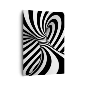 Impression sur toile - Image sur toile - Tunnel abstrait avec des rayures en spirale noires et blanches - 50x70cm - Composition : espace de danse - Décoration murale moderne pour le salon et la chambre ARTTOR