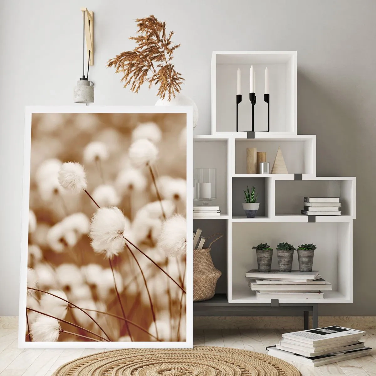 Affiche - Poster - Des brins d'herbe duveteux dans une photo délicate - 50x70cm - Tige moelleuse - Décoration murale moderne pour le salon et la chambre ARTTOR