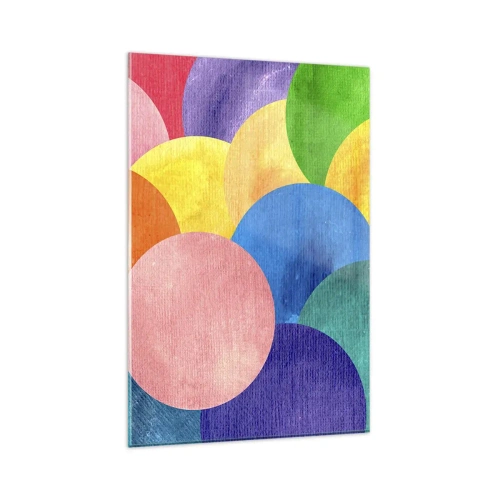 Impression sur verre - Image sur verre - Cercles colorés de style aquarelle - 80x120cm - La plénitude primitive de la vie - Décoration murale moderne pour le salon et la chambre ARTTOR