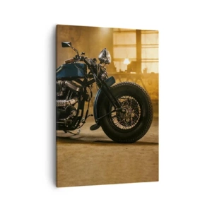 Impression sur toile - Image sur toile - Une moto élégante dans un intérieur industriel avec un éclairage chaleureux - 50x70cm - Je peux tout - Décoration murale moderne pour le salon et la chambre ARTTOR
