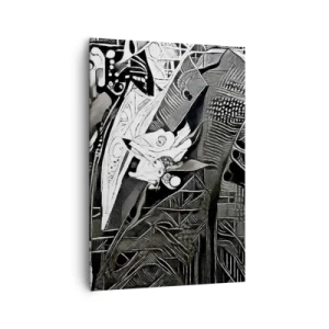 Impression sur toile - Image sur toile - Abstraction élégante d'un homme en costume en noir et blanc - 70x100cm - Seulement en apparence un homme froid - Décoration murale moderne pour le salon et la chambre ARTTOR