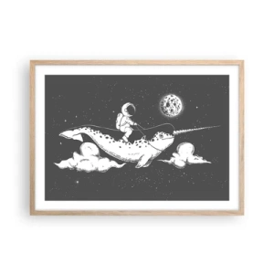 Affiche dans un chêne clair - Poster - Cavalier de l'espace - 70x50 cm
