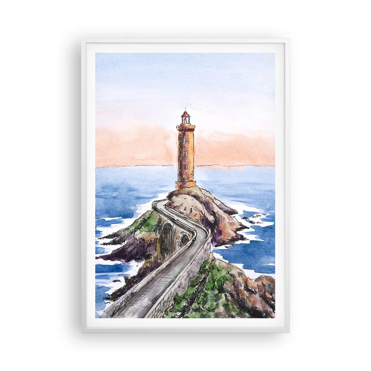 Affiche dans un cadre blanc - Poster - Face à la mer - 70x100 cm