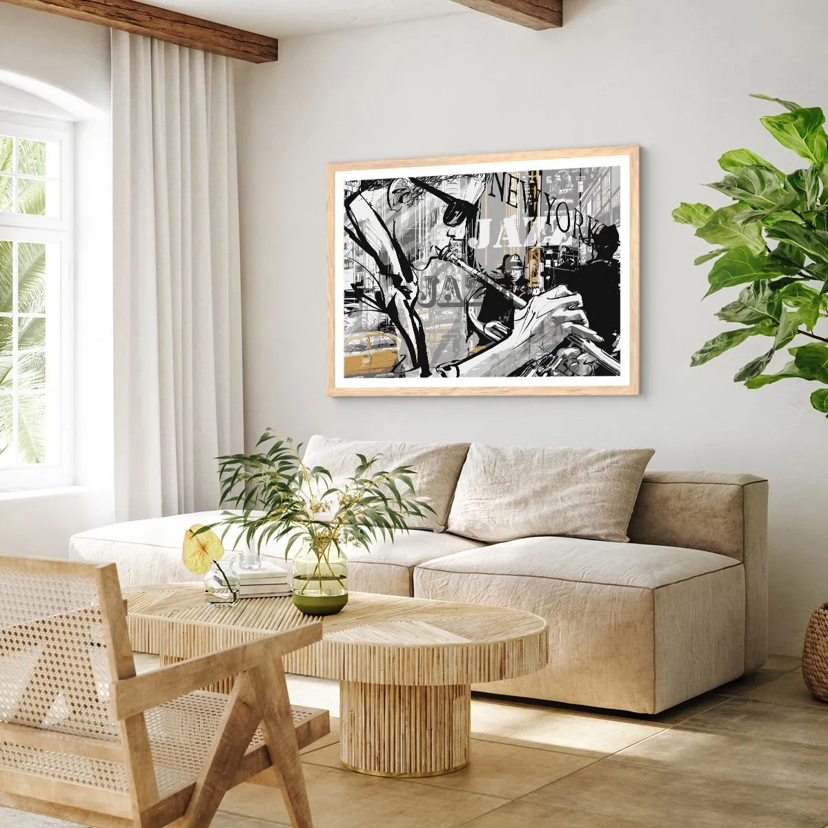 Affiche dans un chêne clair - Poster - Au rythme de New York - 40x30 cm