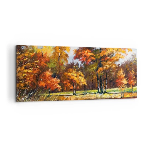 Impression sur toile - Image sur toile - Paysage en or et bronze - 100x40 cm