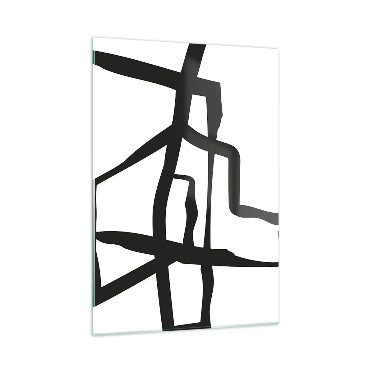 Impression sur verre - Image sur verre - Une structure abstraite en noir et blanc ressemblant à un plan urbain. - 50x70cm - Conception noir et blanc - Décoration murale moderne pour le salon et la chambre ARTTOR
