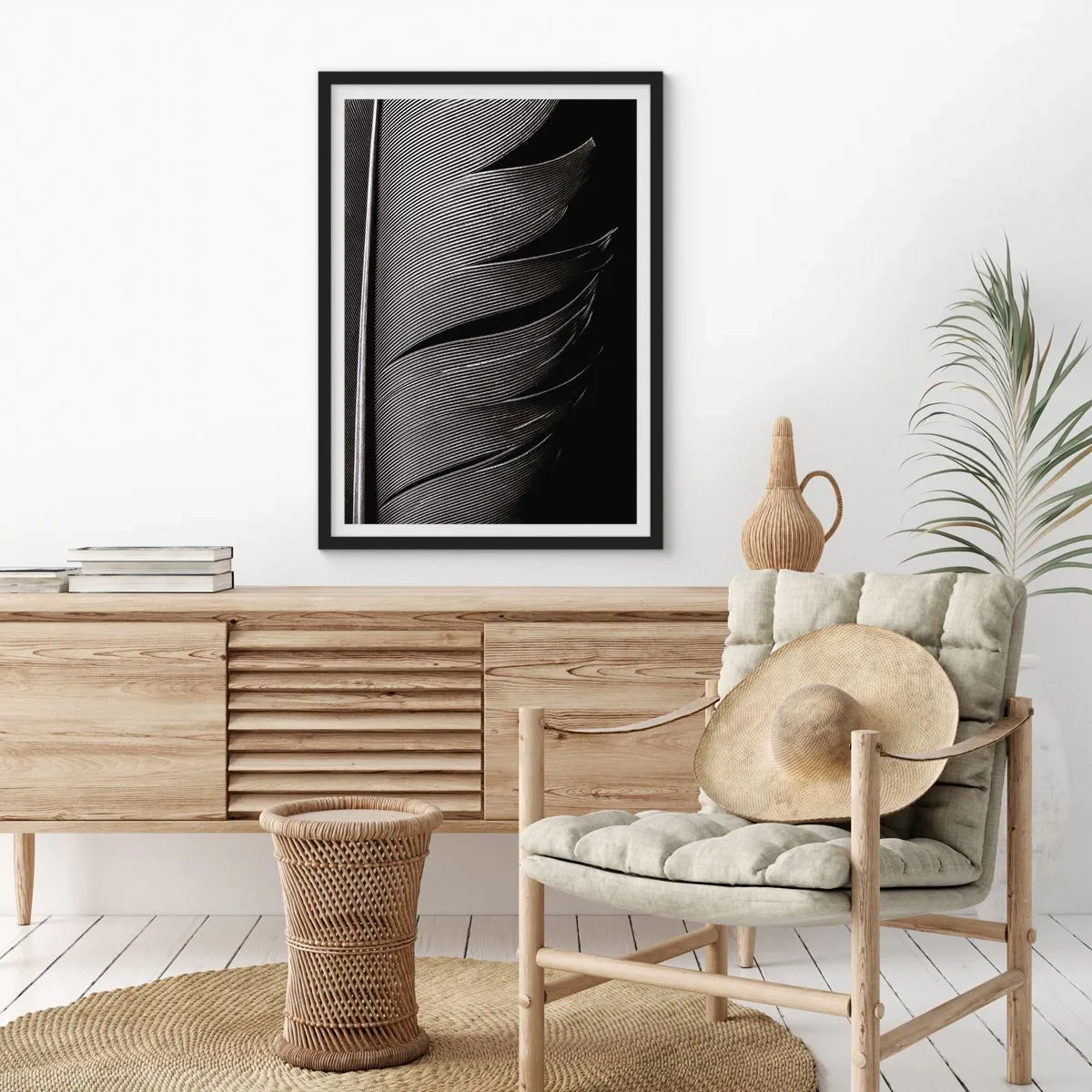 Affiche dans un cadre noir - Poster - La plume – un design magnifique - 30x40 cm