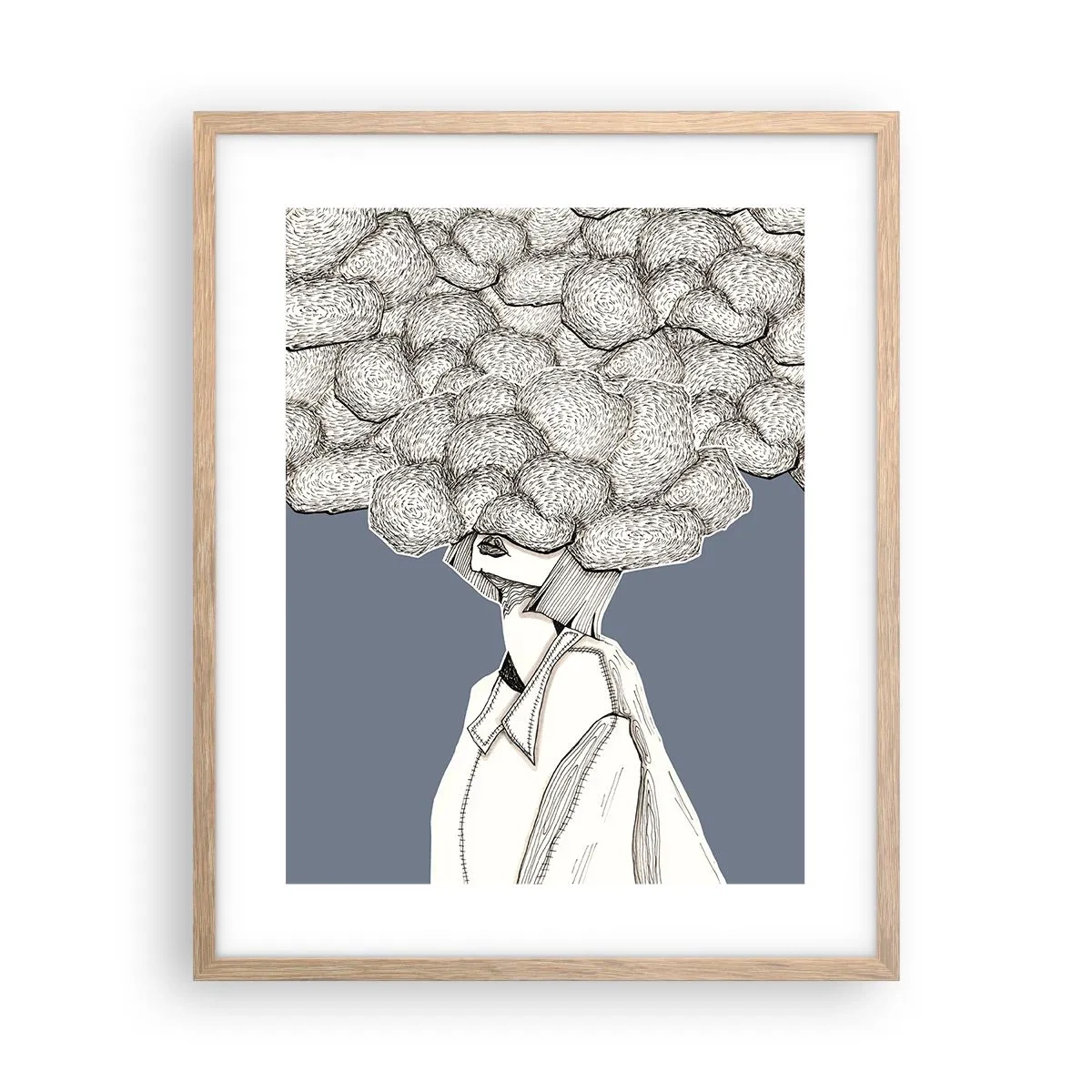 Affiche dans un chêne clair - Poster - La tête dans les nuages - 40x50 cm