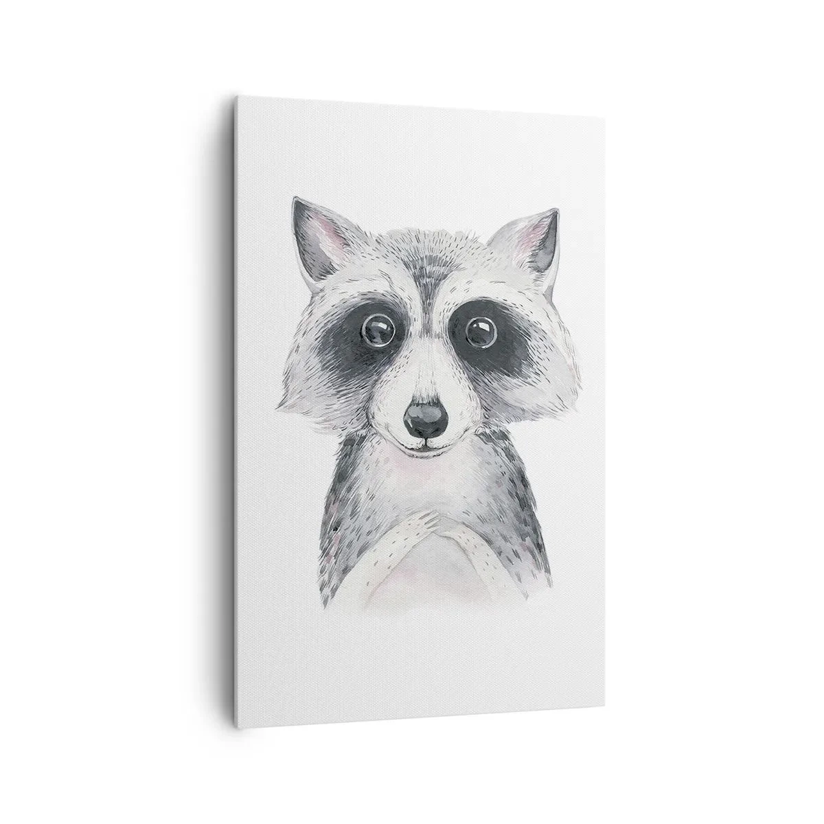 Impression sur toile - Image sur toile - Adorable portrait d'un raton laveur sur fond blanc - 80x120cm - Un moment pour s'émouvoir - Décoration murale moderne pour le salon et la chambre ARTTOR