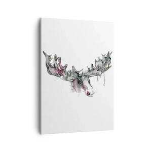 Impression sur toile - Image sur toile - Aquarelle artistique d'un élan aux bois riches - 50x70cm - Couronne du roi de la forêt - Décoration murale moderne pour le salon et la chambre ARTTOR