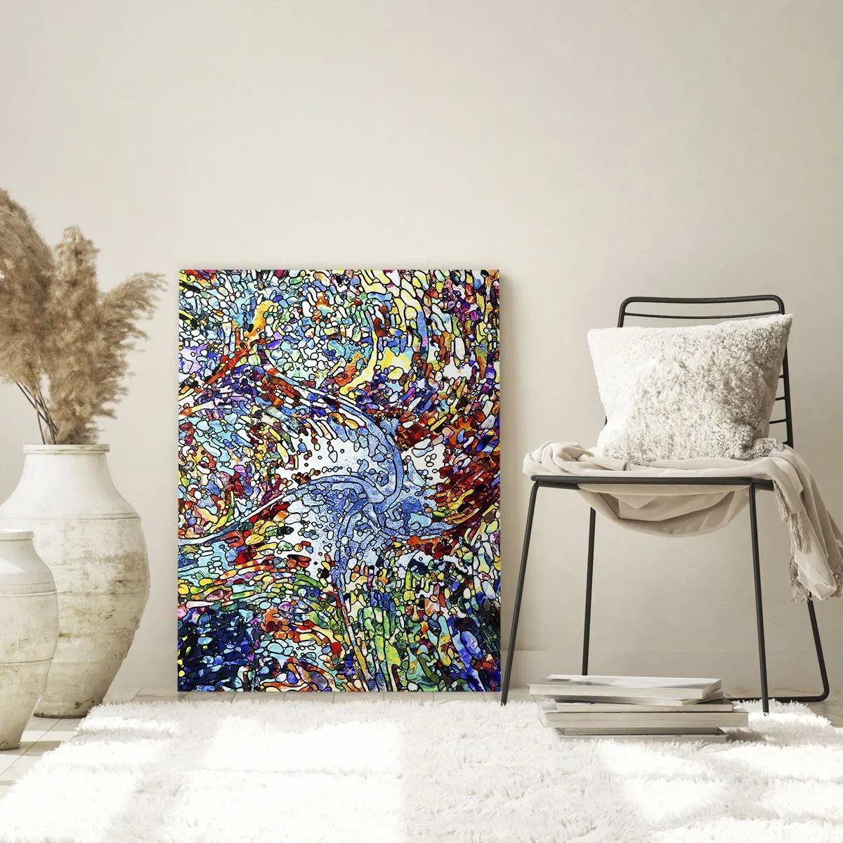 Impression sur verre - Image sur verre - Motifs abstraits colorés rappelant les vitraux - 50x70cm - Goutte de vitrail - Décoration murale moderne pour le salon et la chambre ARTTOR