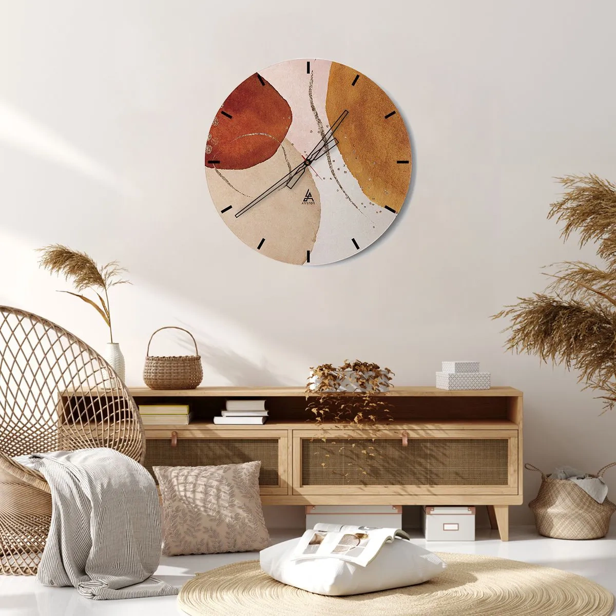 Horloge murale - Pendule murale - Rondeur et mouvement - 30x30 cm