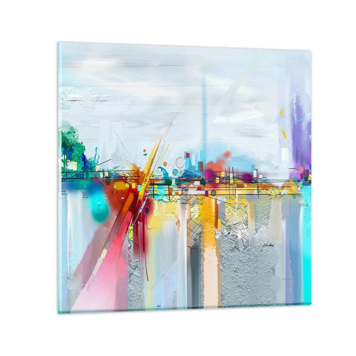 Impression sur verre - Image sur verre - Pont de joie sur le fleuve de la vie - 70x70 cm