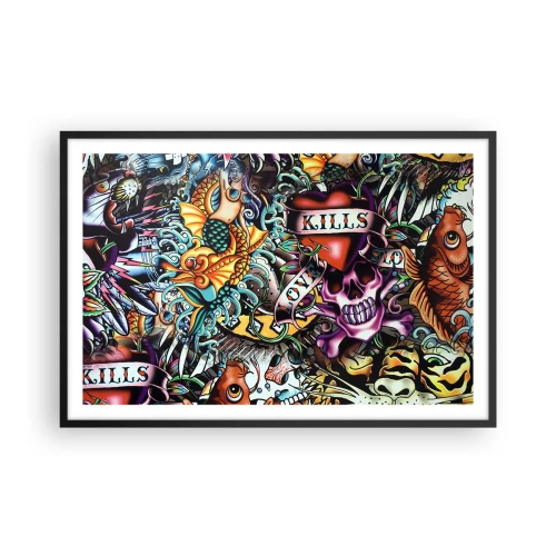 Affiche dans un cadre noir - Poster - Le rêve du tatoueur - 91x61 cm