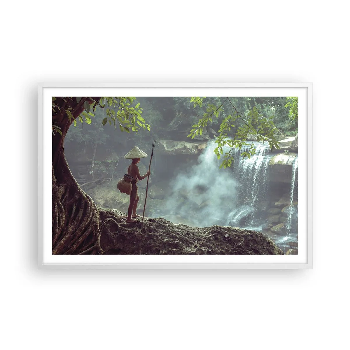 Affiche dans un cadre blanc - Poster - Lier d'amitié avec la nature - 91x61 cm