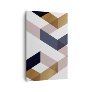 Impression sur toile - Image sur toile - Motifs géométriques dans les tons or et bleu marine - 80x120cm - Plats et angles - Décoration murale moderne pour le salon et la chambre ARTTOR