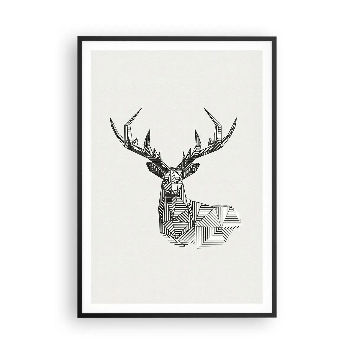 Affiche dans un cadre noir - Poster - Cerf dans un style cubique - 70x100 cm