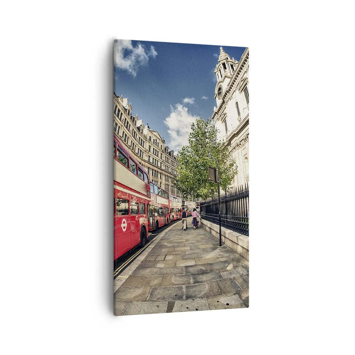 Impression sur toile - Image sur toile - Rue de Londres en gris et rouge - 55x100 cm