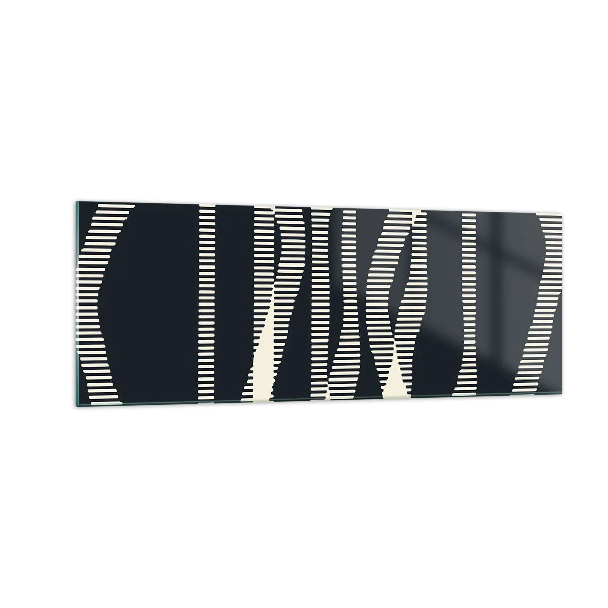 Impression sur verre - Image sur verre - Lignes géométriques dans des tons clairs sur un fond sombre - 140x50cm - Une tentative de briser l'obscurité - Décoration murale moderne pour le salon et la chambre ARTTOR