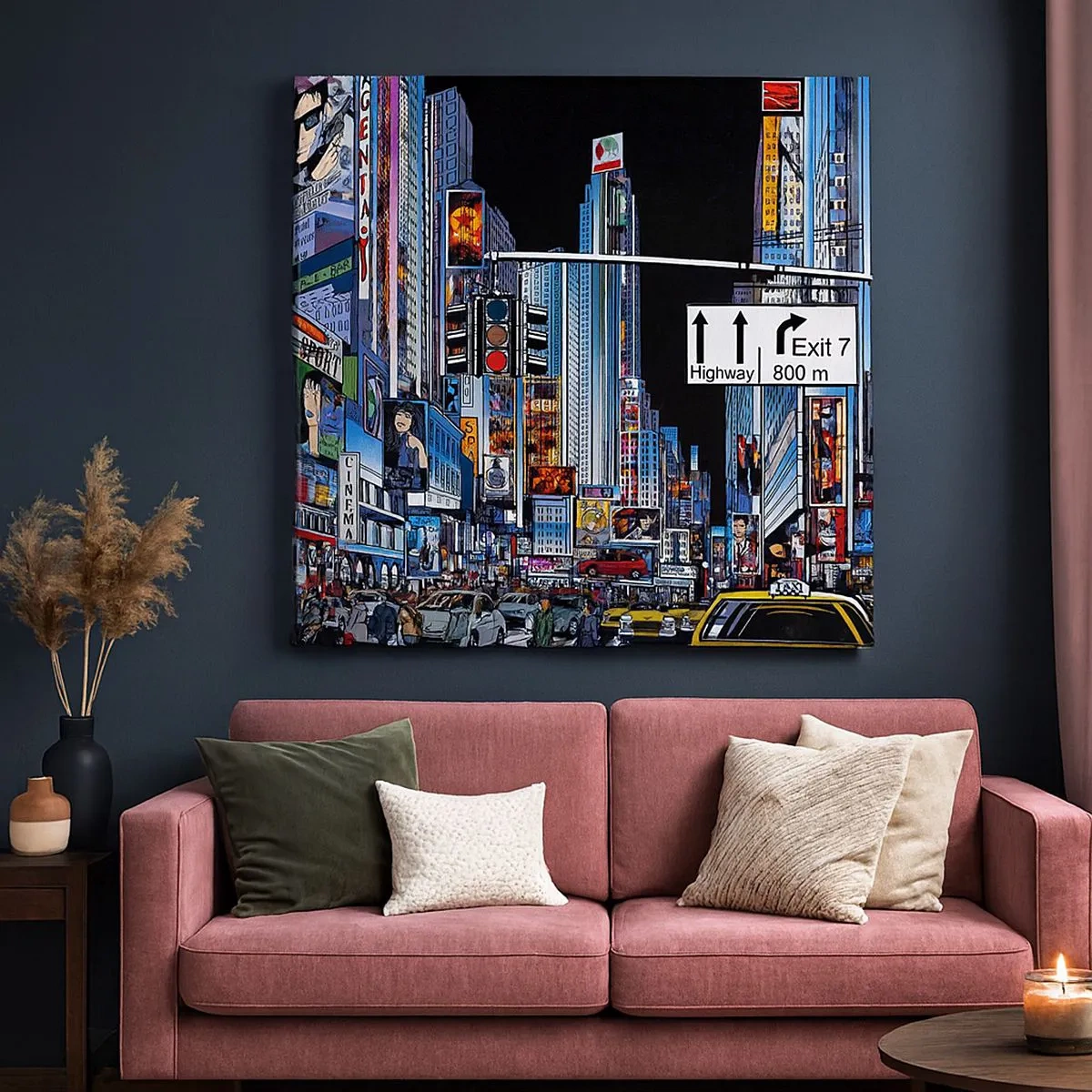 Impression sur toile - Image sur toile - Grande nuit de bande dessinée - 30x30 cm