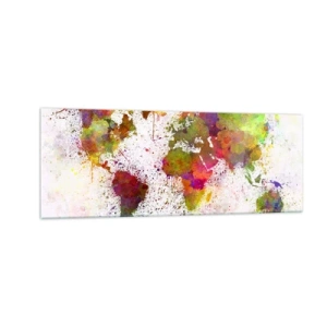 Impression sur verre - Image sur verre - Une carte du monde colorée dans un style abstrait - 140x50cm - D'une certaine manière ça s'est passé de la même façon - Décoration murale moderne pour le salon et la chambre ARTTOR