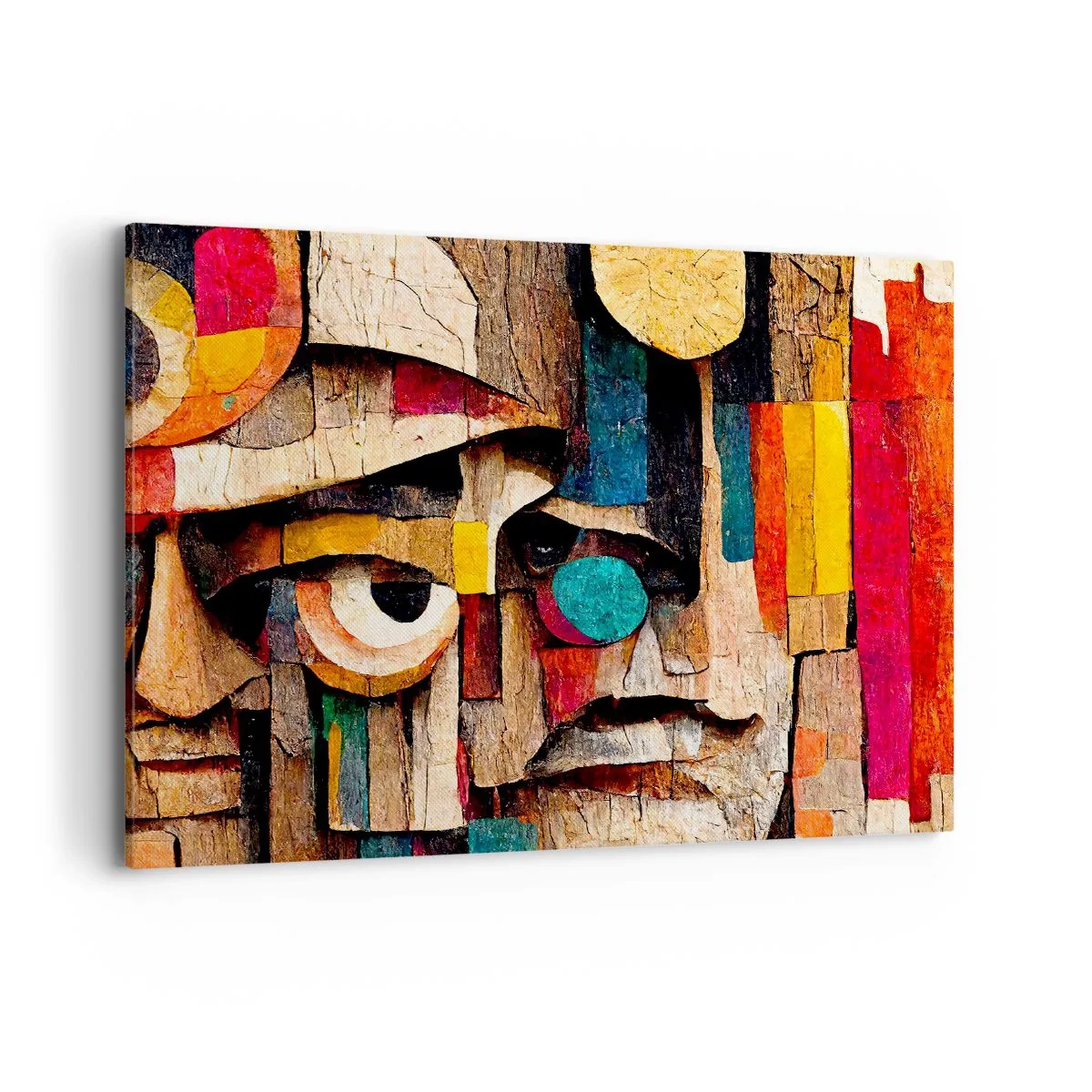 Impression sur toile - Image sur toile - Visages abstraits aux couleurs intenses - 100x70cm - Je te vois… - Décoration murale moderne pour le salon et la chambre ARTTOR