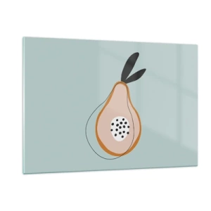 Impression sur verre - Image sur verre - Illustration abstraite d'une poire dans un style minimaliste - 120x80cm - Pénétrer la nature des choses - Décoration murale moderne pour le salon et la chambre ARTTOR