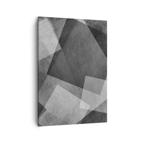 Impression sur toile - Image sur toile - Abstraction en noir et blanc avec des formes géométriques - 50x70cm - Le symbole éternel de durabilité et d'ordre - Décoration murale moderne pour le salon et la chambre ARTTOR