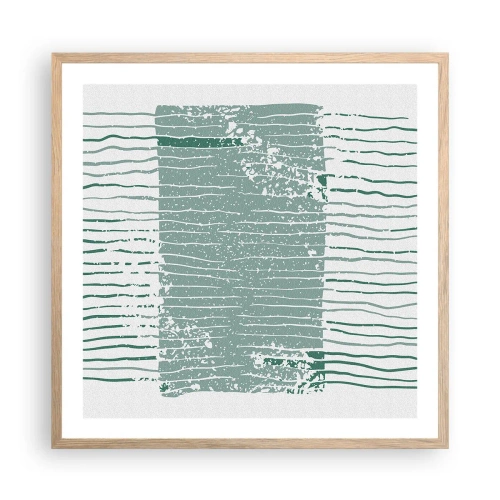 Affiche dans un chêne clair - Poster - Abstraction de la mer - 60x60 cm