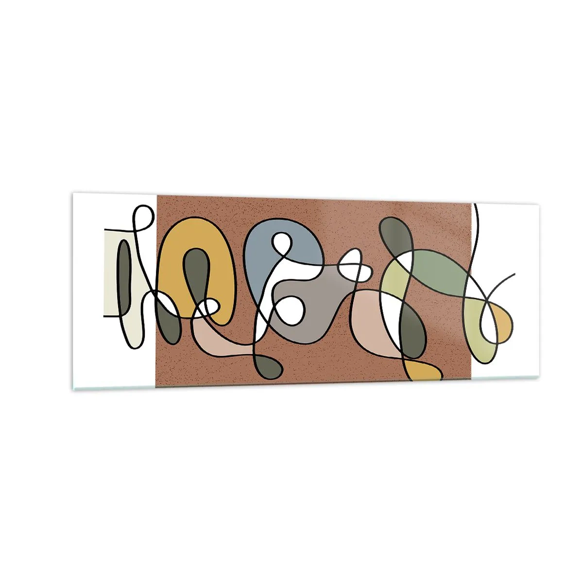 Impression sur verre - Image sur verre - Abstraction colorée avec des taches et des lignes - 140x50cm - Une abstraction qui mérite le sourire - Décoration murale moderne pour le salon et la chambre ARTTOR