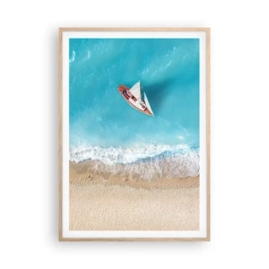 Affiche dans un chêne clair - Poster - A la frontière de l'azur et de l'or - 70x100 cm