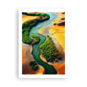 Affiche - Poster - Un paysage coloré avec une rivière sinueuse - 50x70cm - Rivière vivifiante - Décoration murale moderne pour le salon et la chambre ARTTOR
