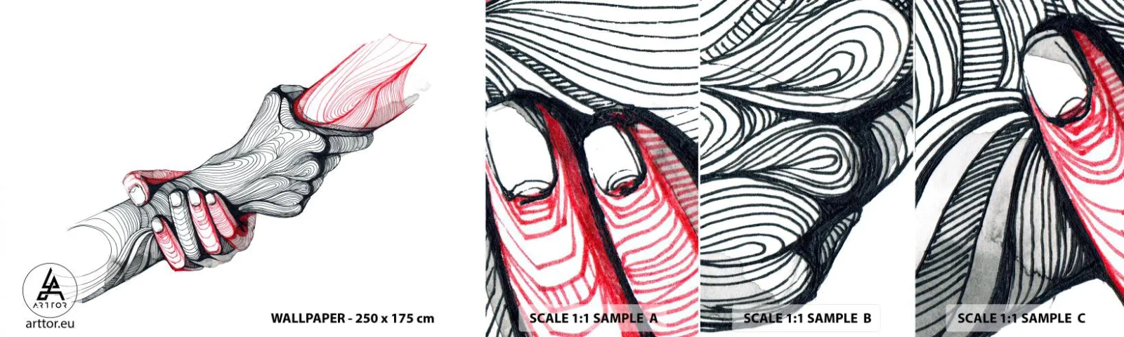 Échantillon de Papier Peint Autocollant Deluxe Sticker - Vous êtes entre de bonnes mains - Abstraction, Personnes, Main - 100x30 cm