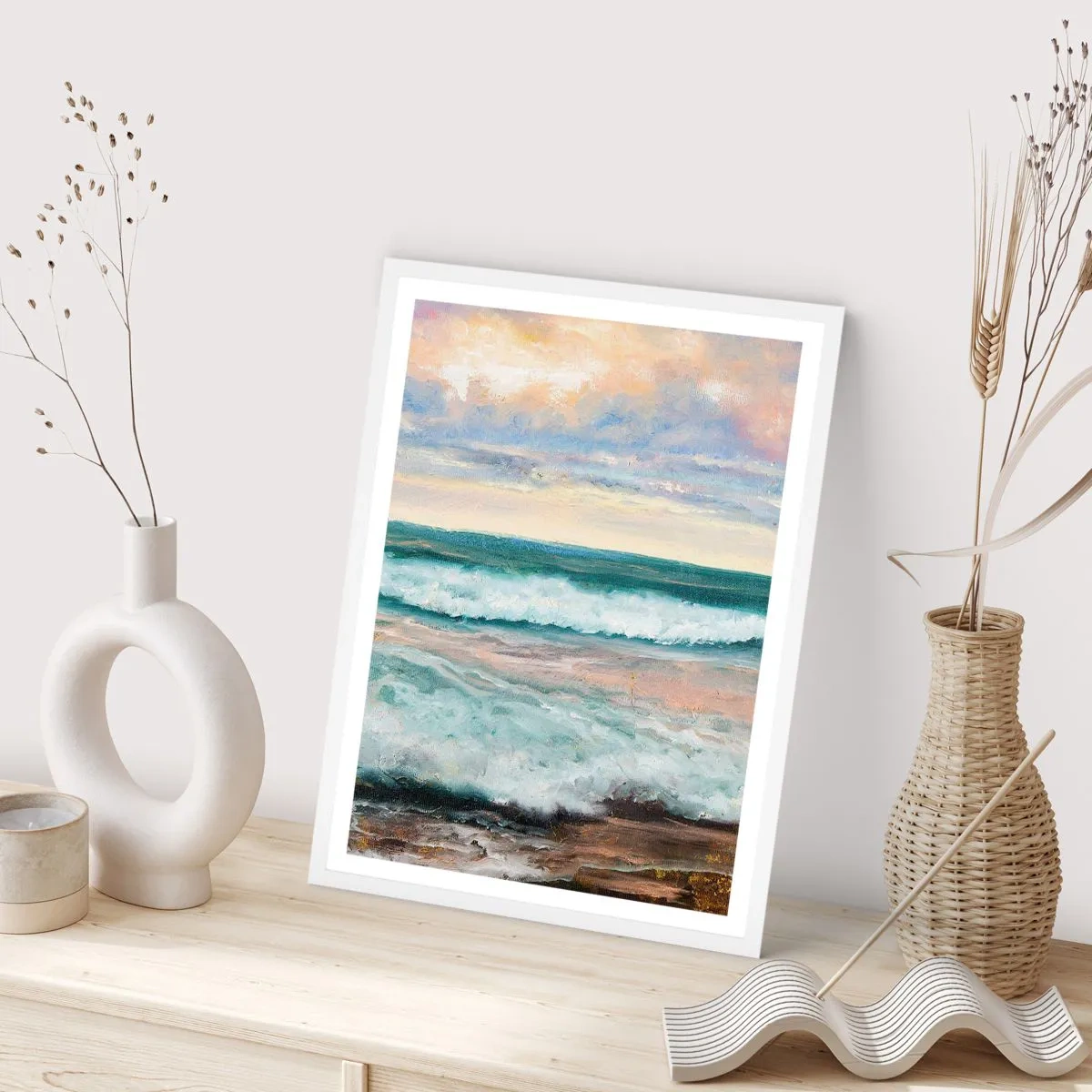 Affiche dans un cadre blanc - Poster - Ici tu adouciras ton âme - 40x50 cm