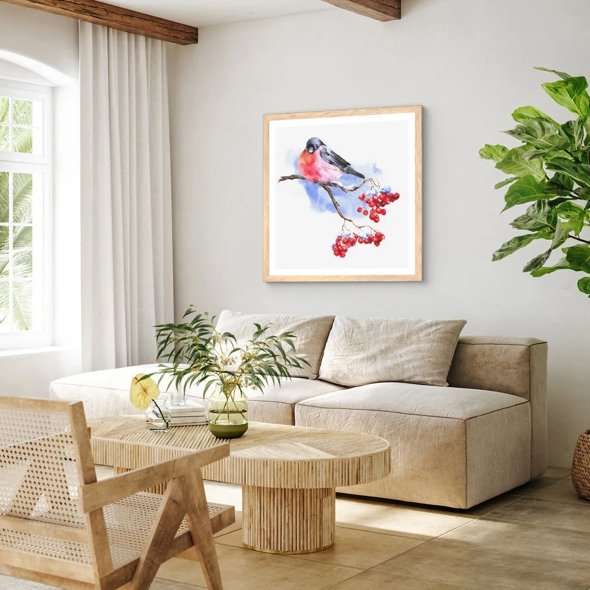 Affiche dans un chêne clair - Poster - L'hiver en couleurs - 40x40 cm